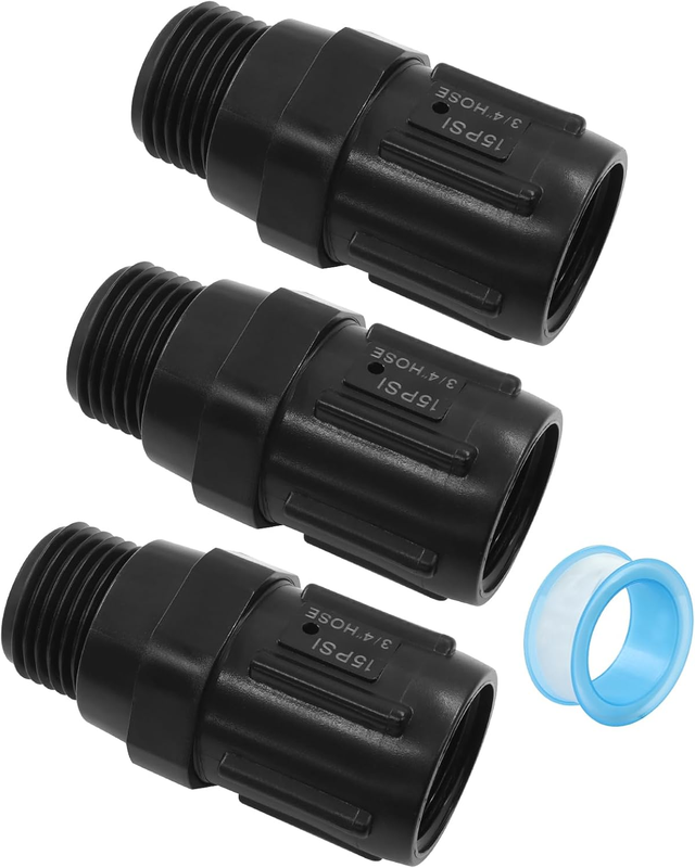 3Pcs Pressure Reducer 15 PSI 3/4 FHT X 3/4 MHT Drip Irrigation Micro Sprinkler