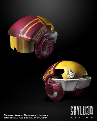 UNPAINTED 1:12 Scale Star Wars Ahsoka Sabine Wren Speeder Helmet Head Sculpt