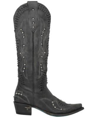 Pre-owned Lane Women's Cossette Studded Western Boot - Snip Toe - Lb0469e In Black