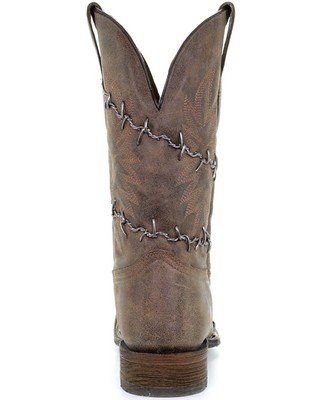 Pre-owned Corral Men's Barbed Wire Western Boot - Broad Square Toe - A3532 In Brown
