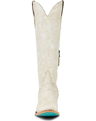 Pre-owned Lane Women's Monica Tall Western Boot - Medium Toe Ivory 11 M In White