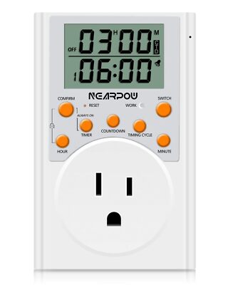 Timer Outlet Multifunctional Infinite Cycle Programmable Plug-in Digital Time...