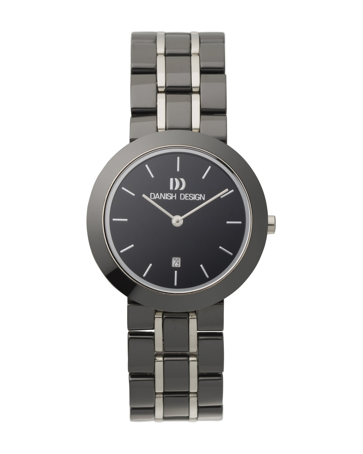 Pre-owned Danish Design Iv64q833 Black Dial Two Tone Ceramic Quartz Sapphire Women's Watch