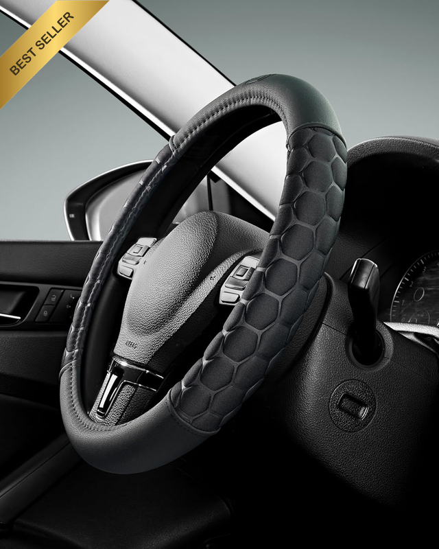 Steering Wheel Cover,Leather Car Steering Wheel Covers,14.5-15Inch Anti-Slip Saf
