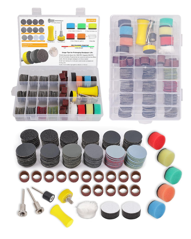 268 PCS 1 Inch Wet Dry Sanding Discs and Drums Kit, Hook and Loop Sandpaper 60-1