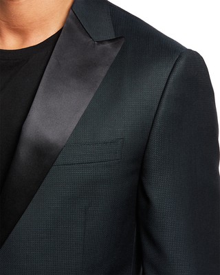 Pre-owned Zegna Z  Mens Peak Satin Lapel Wool Tuxedo Jacket 40 Short Green It 40 $1345