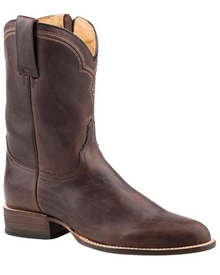 Pre-owned Stetson Men's Rancher Zip Oily Vamp Western Roper Boot Round Toe - In Brown