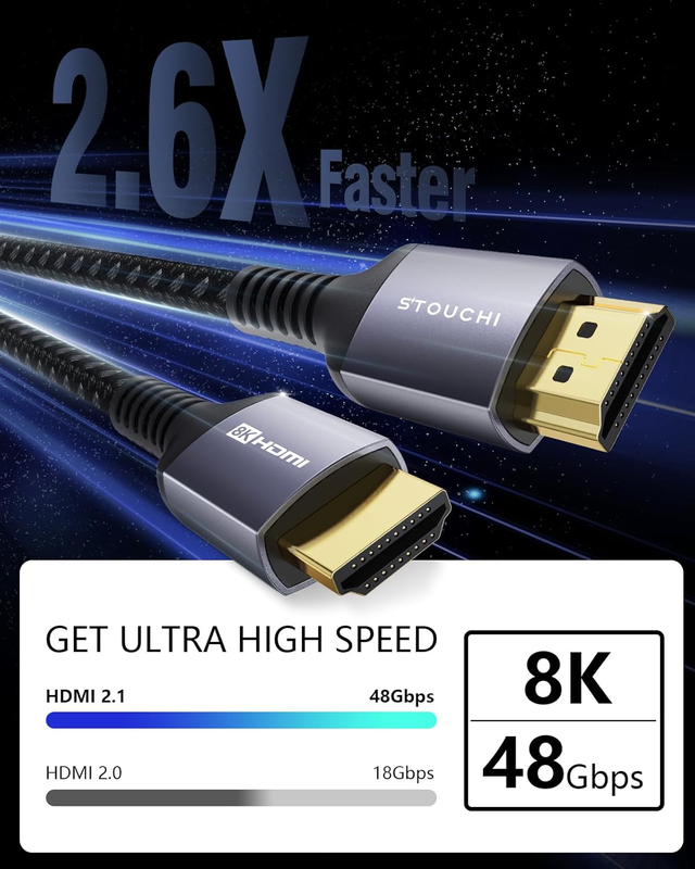 10K 8K HDMI Cable 10FT 2-Pack,  (Certified) 48Gbps Ultra High Speed HDMI® Cable