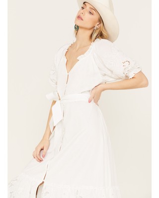 Pre-owned Cleobella Women's Marin Midi Dress - C23sp28047 Medium In White