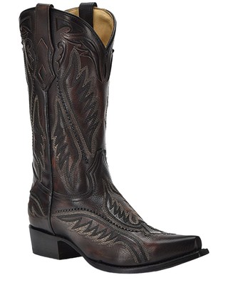 Pre-owned Corral Men's Inlay Western Boot - Snip Toe - C4150 In Brown