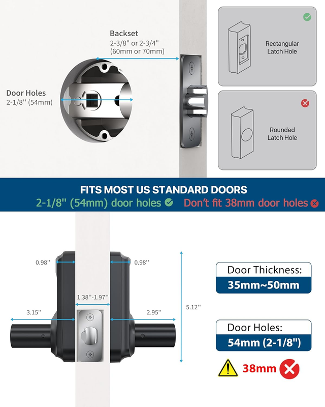 Keyless Entry Door Lock, Keypad Door Lock with Handle, Touchscreen Electronic Do