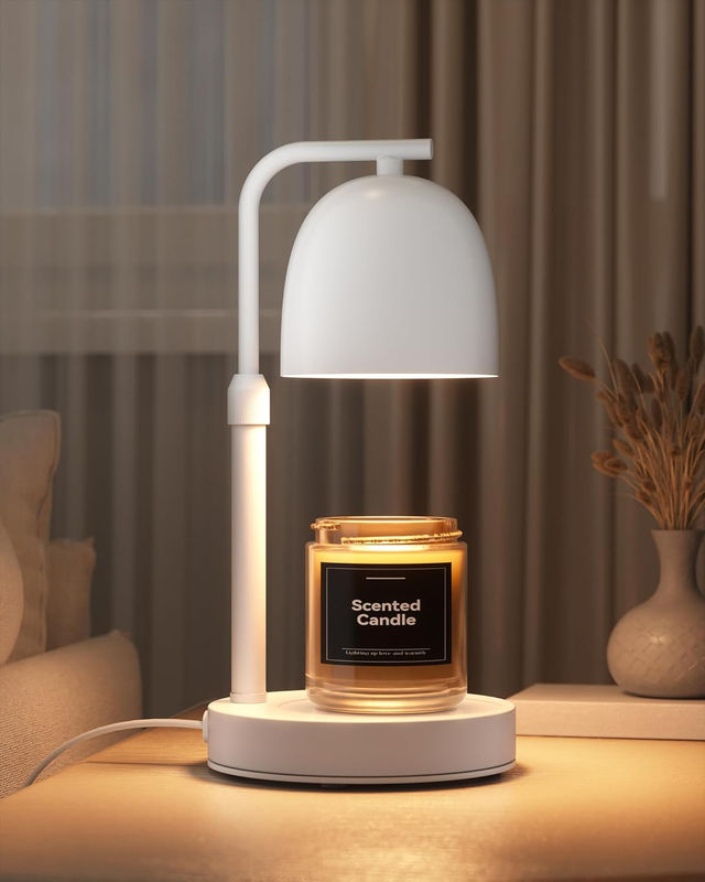 Candle Warmer Lamp with Timer & Dimmable, Adjustable Height White Candle Warmer