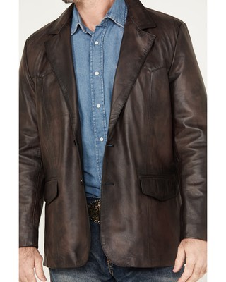 Pre-owned Cripple Creek Men's Leather Blazer - Ml7482-20 In Brown