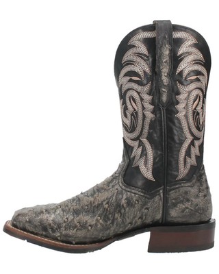 Pre-owned Dan Post Men's Dillinger Full Quill Ostrich Western Boot - Broad Square Toe Grey In Gray