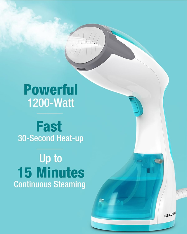 1200-Watt Handheld Steamer for Clothes, 30-Second Heat-up, 8.79-Ounce Water Tank