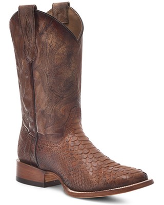 Pre-owned Corral Men's Shedron Exotic Python Western Boot - Broad Square Toe - B5024 In Beige
