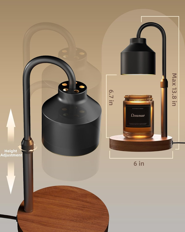 Electric Candle Warmer Lamp Black, Candle Lamp Warmer with Timer, Wax Warmer Lam