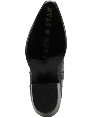 Pre-owned Star Women's Marfa  Inlay Studded Leather Western Boot - Snip Toe - Wbsn012 In Black