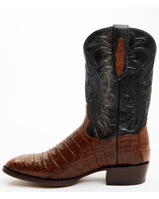 Pre-owned Dan Post Men's 12&quot; Exotic Caiman Western Boot - Round Toe - Dp80502 In Brown