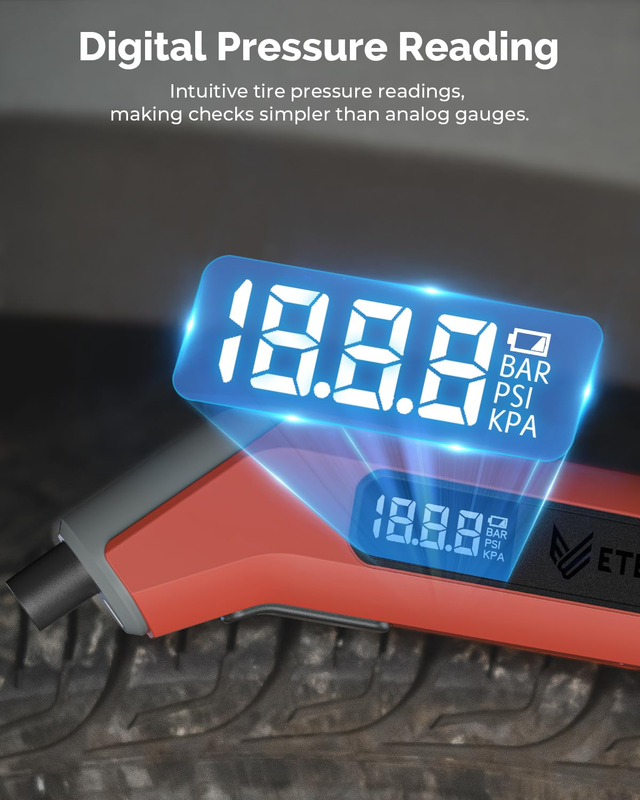 T300 Digital Tire Pressure Gauge 3-200 PSI, Industrial Tire Gauge Calibrated to