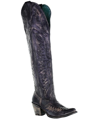 Pre-owned Corral Boots Corral Women's Embroidery Tall Western Boot - Pointed Toe - E1506 In Black