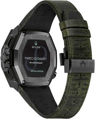 Pre-owned Bulova Green Mens Chronograph Watch Precisionist X Special Edition 98b355