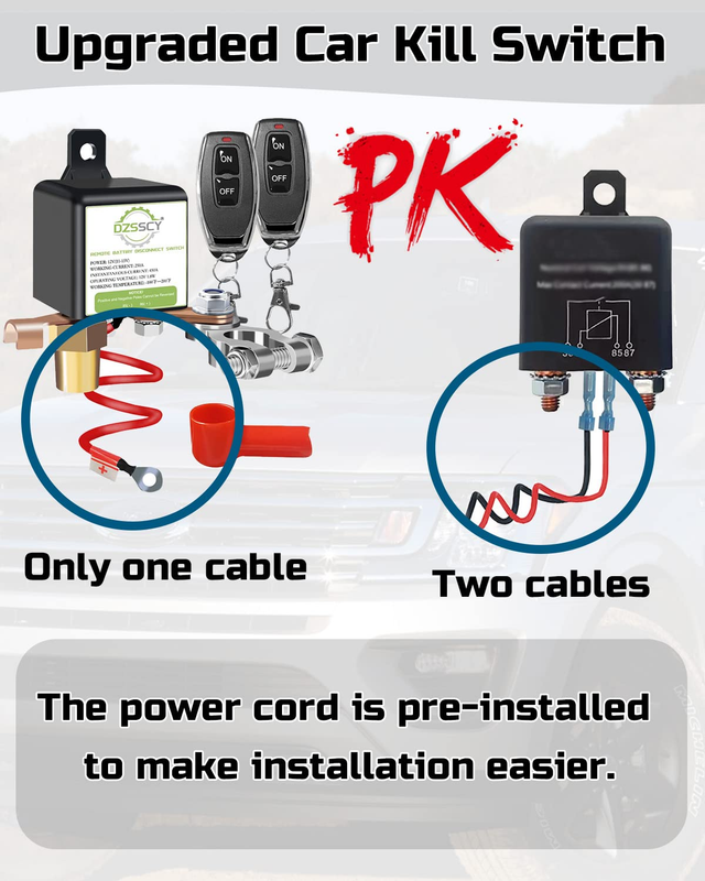 Remote Battery Disconnect Switch 12v, 250A, Upgrade Prevent Battery Drain, Disco