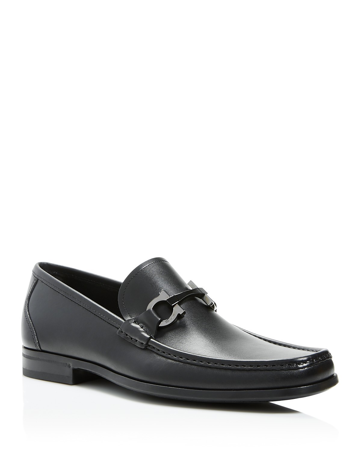 Pre-owned Ferragamo Salvatore  Grandioso Mens Black Leather Loafers 9 11.5 D
