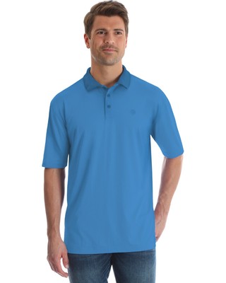 George Strait by Wrangler Men's Performance Short Sleeve Polo Shirt Light Blue