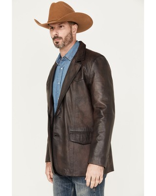 Pre-owned Cripple Creek Men's Leather Blazer - Ml7482-20 In Brown