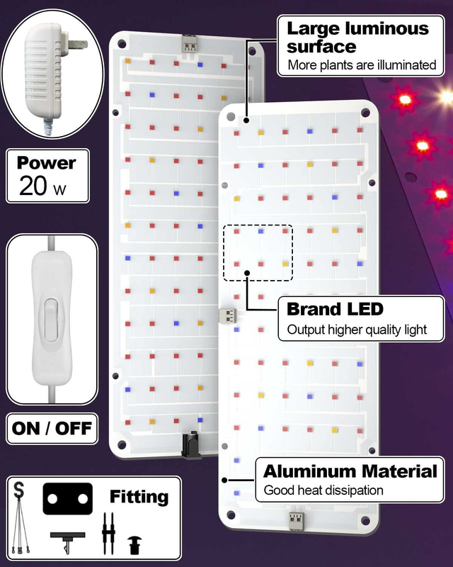 Grow Lights for Indoor Plants, 20W Ultra-Thin Invisible Plant Light, Full Spectr