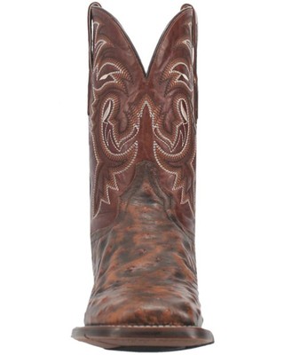 Pre-owned Dan Post Men's Dillinger Full Quill Ostrich Western Boot Broad Square Toe - In Brown