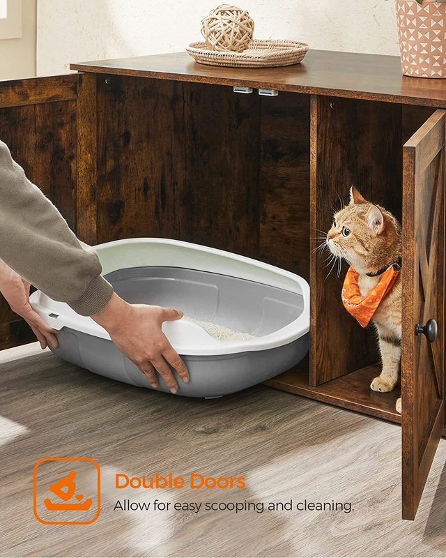 Cat Litter Box Enclosure, Litter Box Furniture Hidden with Removable Divider, In