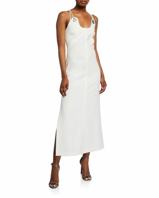 3.1 PHILLIP LIM- Strappy Crepe Midi Dress with Shank Buttons RRP- $1,036.25