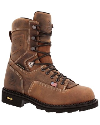 Pre-owned Georgia Boot Men's Usa Logger Waterproof Work Boot - Round Toe - Gb00538 In Brown