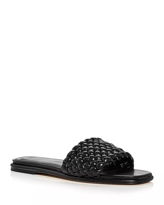 MICHAEL KORS Womens Blue Logo Woven Amelia Square Toe Slip On Slide Sandals 5M