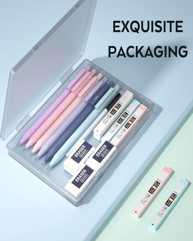 Nicpro 6PCS Pastel Mechanical Pencil Set, Cute Mechanical Pencils 0.5 & 0.7 Mm