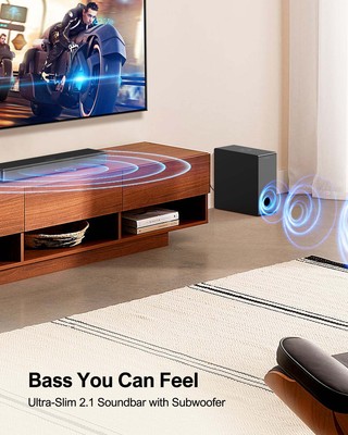 Bluetooth Ultra-Slim Sound Bar with Subwoofer for TV PC Gaming Surround Sound