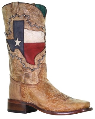 Pre-owned Corral Boots Corral Women's Texas Flag Shaft Western Boot - Broad Square Toe - A4103 In Brown