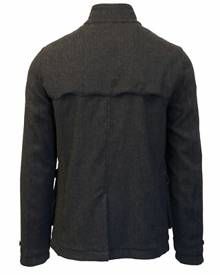 Pre-owned Baracuta Mens Herringbone Woven Wool Blazer Large (44) Midnight Blue