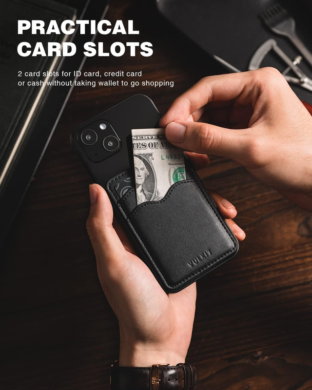 Stick on Card Holder Compatible for iPhone Leather Cell Phone Wallet Credit Card
