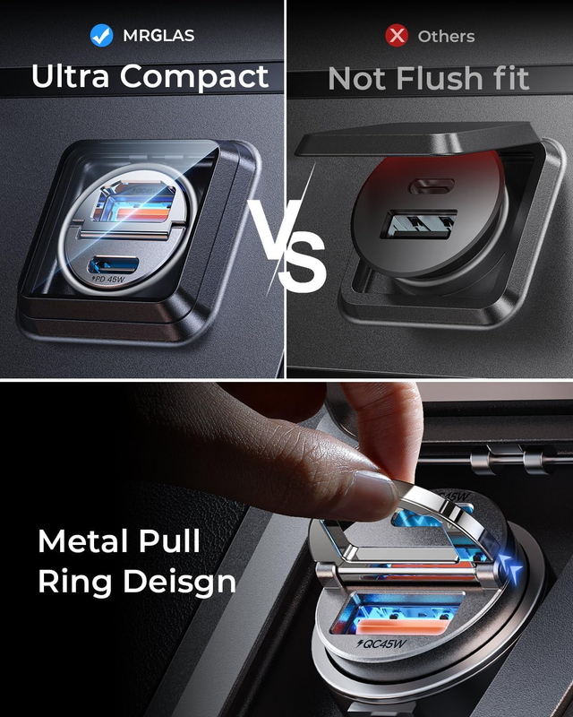 90W USB C Car Charger,[Super Mini Metal] USB C Car Charger Fast Charging Adapter