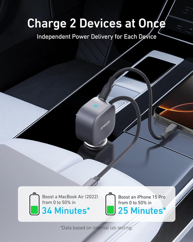 USB-C Car Charger, 75W Max Ultra-Compact Type-C Fast Car Charger with Built-in R