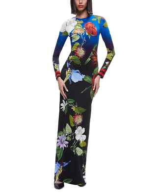ALICE & OLIVIA (8) DELORA LUNCH DATE OPEN-BACK FLORAL MAXI DRESS  NWT MSRP $595