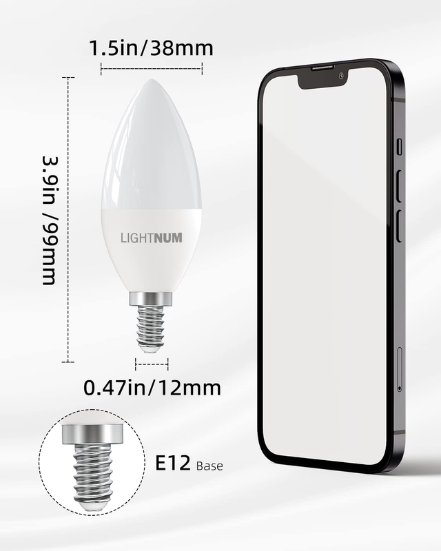 LED Candelabra Light Bulbs E12 Ceiling Fan Bulb 5W (40 Watt Equivalent), 470 Lum