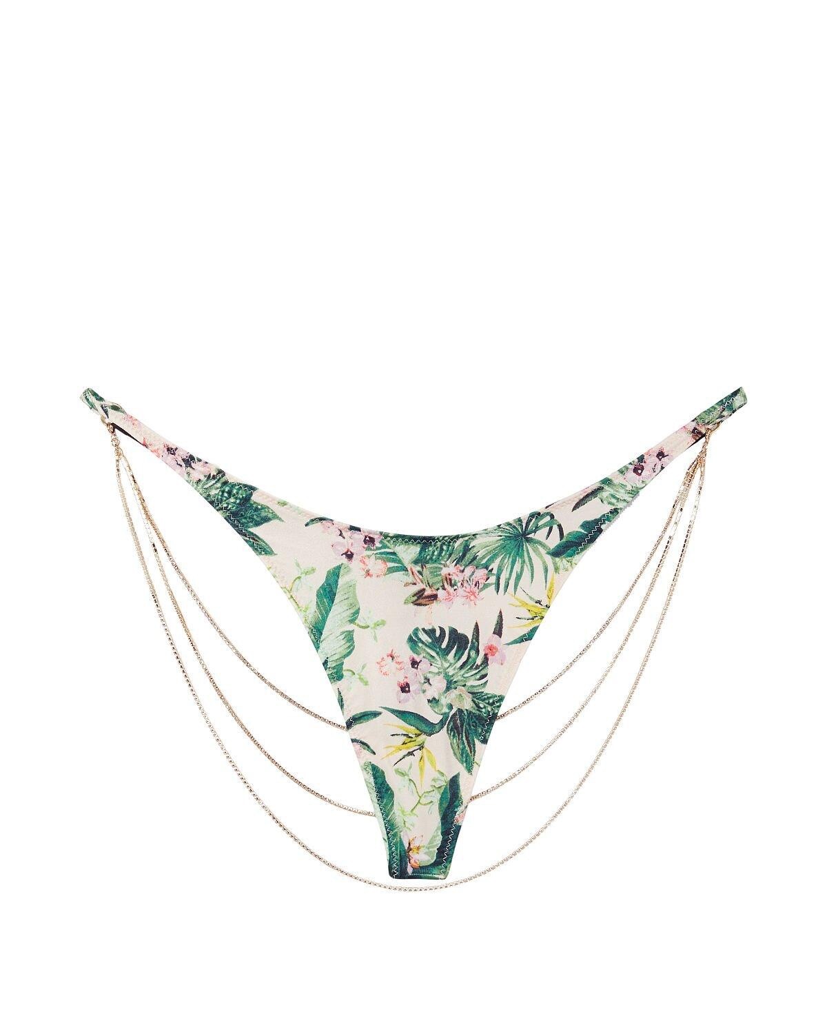 

Очень сексуальные трусики с V-образными стрингами и цепочкой Victorias Secret Paradise Orchid, Multicolor