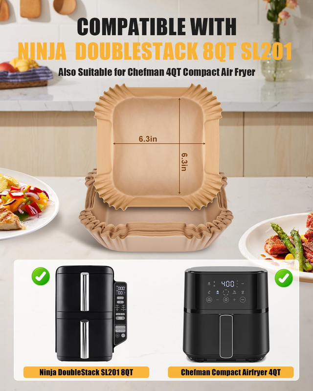 130PCs Air Fryer Liners Disposable for Ninja DoubleStack 2-Basket Air Fryer SL20