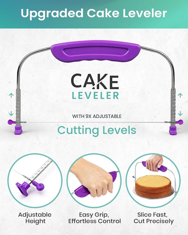 65 PCs Cake Decorating Kit Set with Cake Turntable-Cake leveler-24 Numbered Pipi