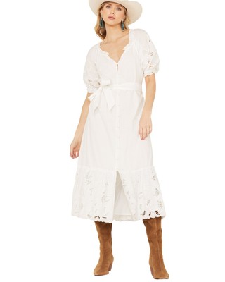Pre-owned Cleobella Women's Marin Midi Dress - C23sp28047 Medium In White