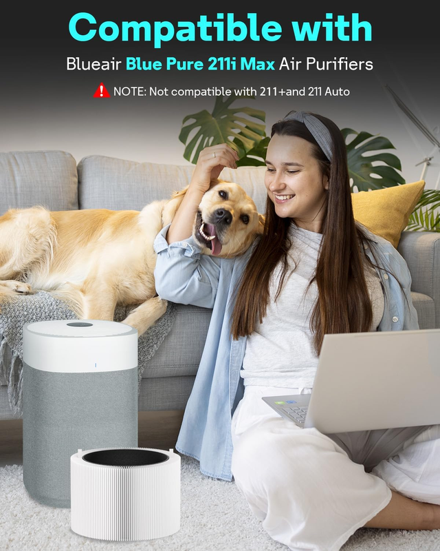 2 Pack Blue Pure 211i Max Filter Replacement Compatible with Blueair Blue Pure 2